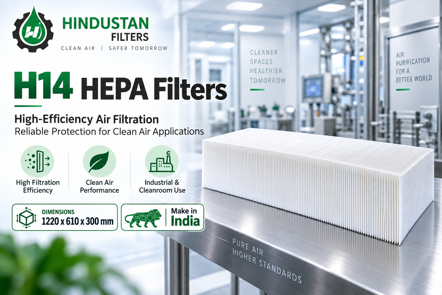 H14 HEPA Filter Manufacturer In India – Hindustan Filters Make in India